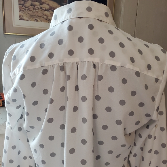 Violet & Claire White & Gray Polka Dot Blouse Small - Picture 3 of 8